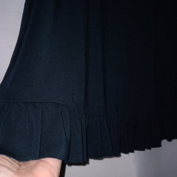 🎁 Free People, Vintage, Hi-Lo, Bohemian, Ruffled, Faux Wrap Skirt in Deep Black - Picture 8 of 12